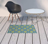 2' X 3' Blue and Beige Geometric Stain Resistant Indoor Outdoor Area Rug - Homeroots - Flyclothing LLC