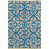 2' X 3' Blue and Beige Oriental Stain Resistant Indoor Outdoor Area Rug - Homeroots - Flyclothing LLC