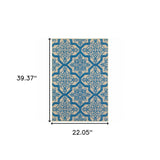 2' X 3' Blue and Beige Oriental Stain Resistant Indoor Outdoor Area Rug - Homeroots - Flyclothing LLC