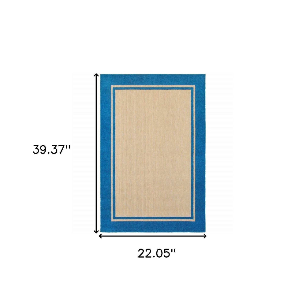2' X 3' Blue and Beige Stain Resistant Indoor Outdoor Area Rug - Homeroots - Flyclothing LLC