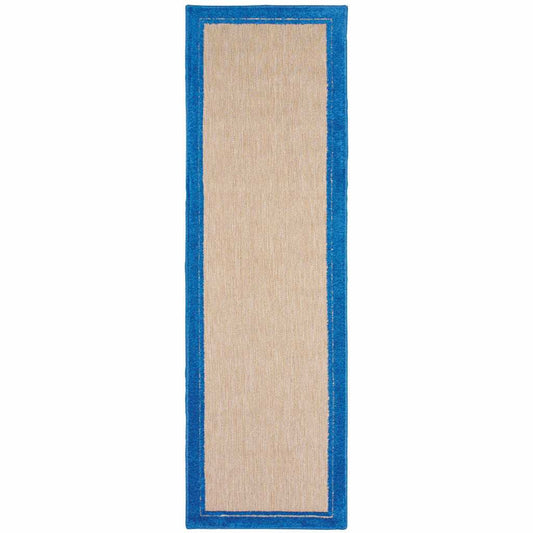 2' X 8' Blue and Beige Stain Resistant Indoor Outdoor Area Rug - Homeroots - Flyclothing LLC