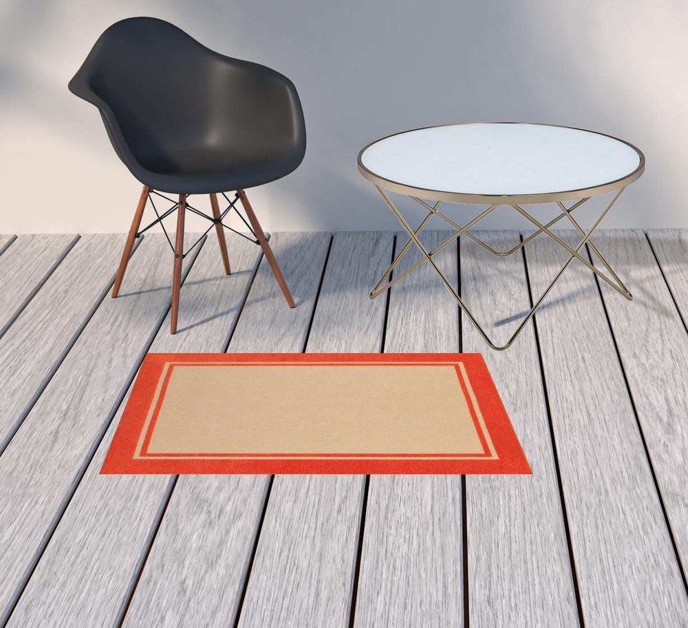 2' X 3' Orange Stain Resistant Indoor Outdoor Area Rug - Homeroots - Flyclothing LLC