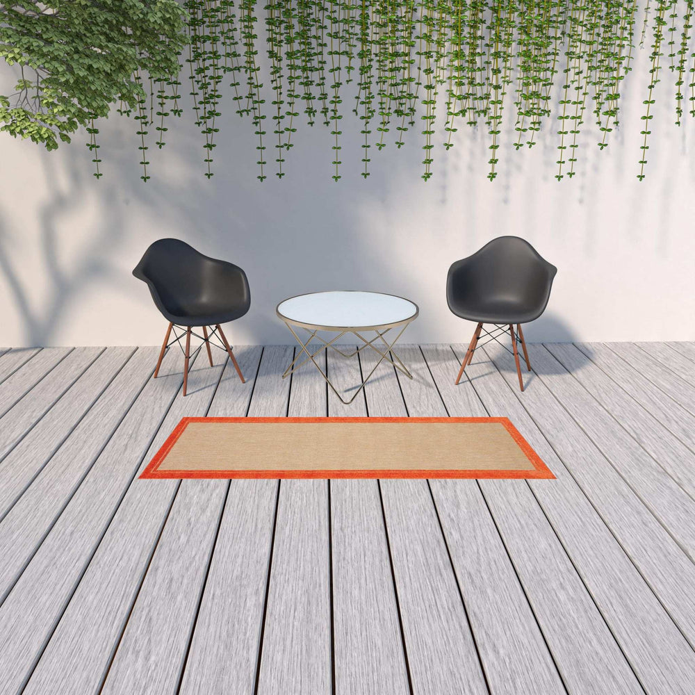 2' X 8' Orange Stain Resistant Indoor Outdoor Area Rug - Homeroots - Flyclothing LLC