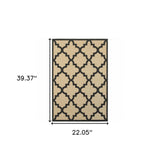 2' X 3' Beige and Black Geometric Stain Resistant Indoor Outdoor Area Rug - Homeroots - Flyclothing LLC