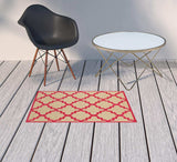 2' X 3' Pink Geometric Stain Resistant Indoor Outdoor Area Rug - Homeroots - Flyclothing LLC