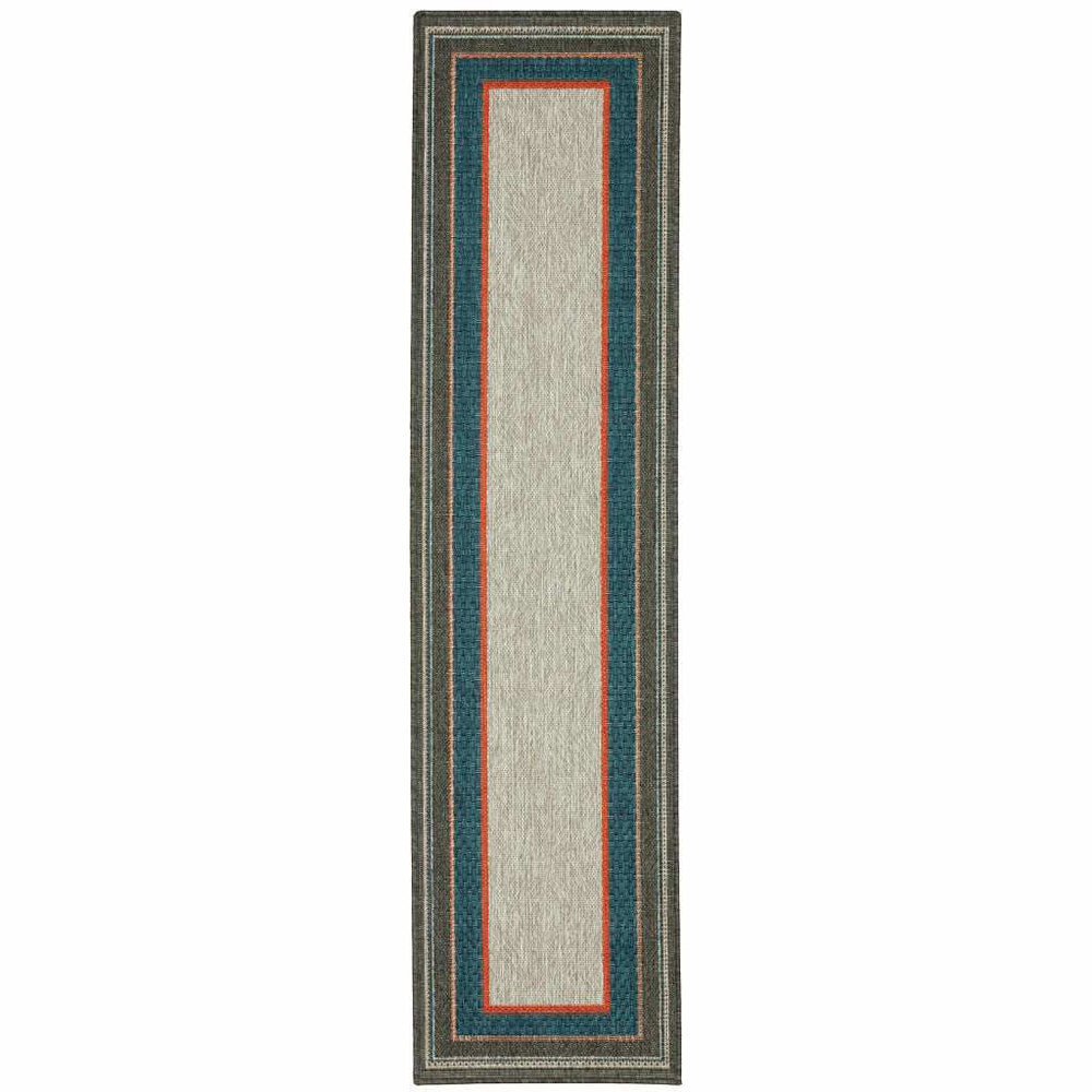 2' X 8' Blue and Gray Stain Resistant Indoor Outdoor Area Rug - Homeroots - Flyclothing LLC