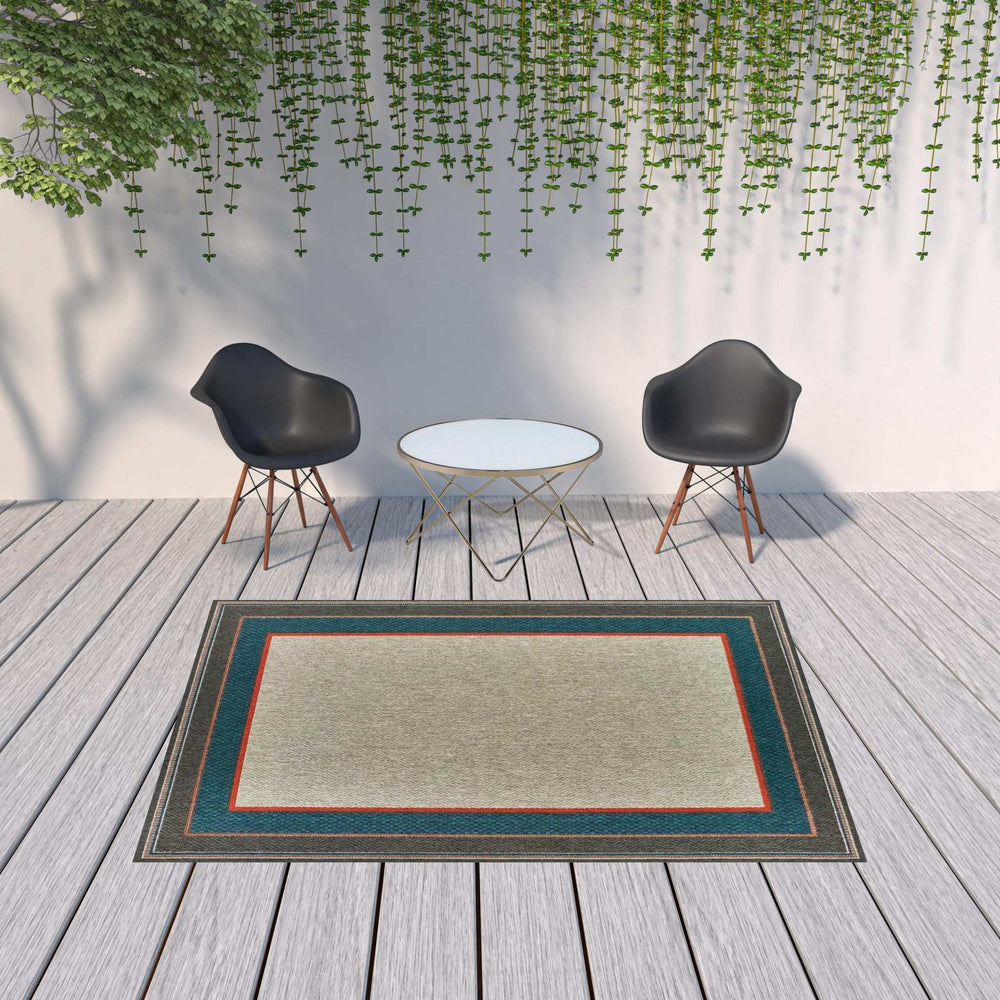 7' X 9' Blue and Gray Stain Resistant Indoor Outdoor Area Rug - Homeroots - Flyclothing LLC