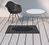 2' X 4' Black and Ivory Stain Resistant Indoor Outdoor Area Rug - Homeroots - Flyclothing LLC