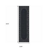 2' X 8' Black and Ivory Stain Resistant Indoor Outdoor Area Rug - Homeroots - Flyclothing LLC