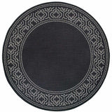 8' X 8' Black and Ivory Round Stain Resistant Indoor Outdoor Area Rug - Homeroots - Flyclothing LLC