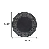 8' X 8' Black and Ivory Round Stain Resistant Indoor Outdoor Area Rug - Homeroots - Flyclothing LLC