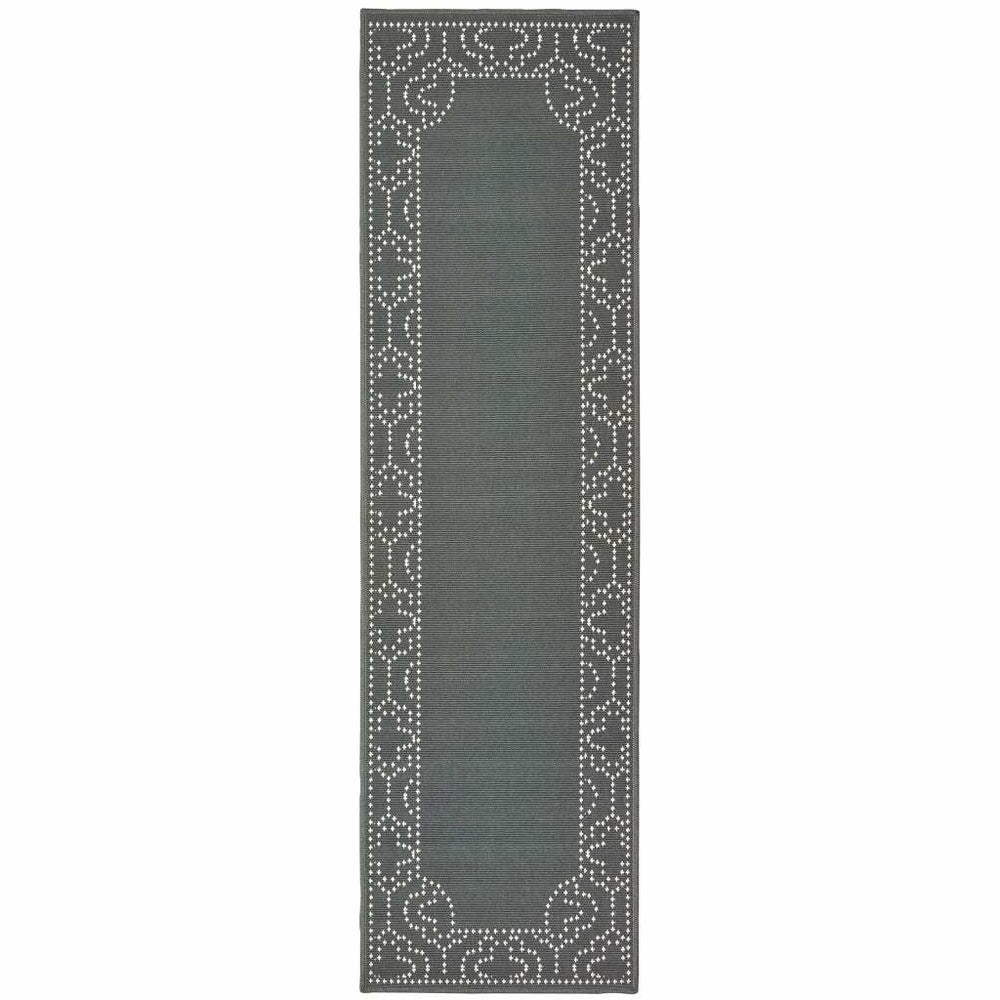 2' X 8' Gray and Ivory Stain Resistant Indoor Outdoor Area Rug - Homeroots - Flyclothing LLC