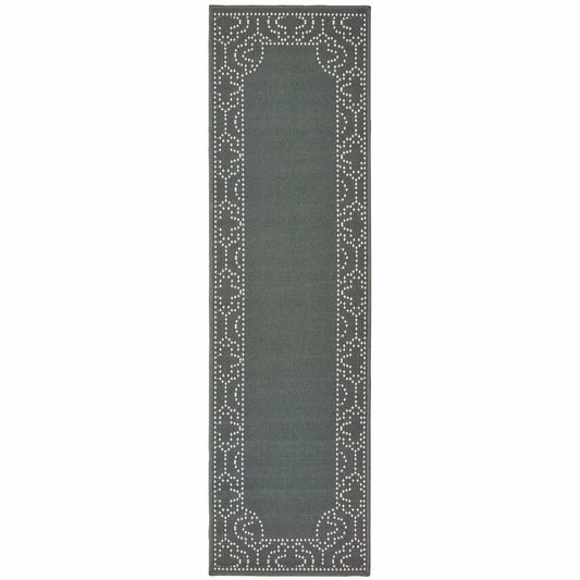 2' X 8' Gray and Ivory Stain Resistant Indoor Outdoor Area Rug - Homeroots - Flyclothing LLC