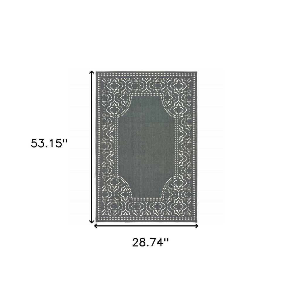 2' X 4' Gray and Ivory Stain Resistant Indoor Outdoor Area Rug - Homeroots - Flyclothing LLC