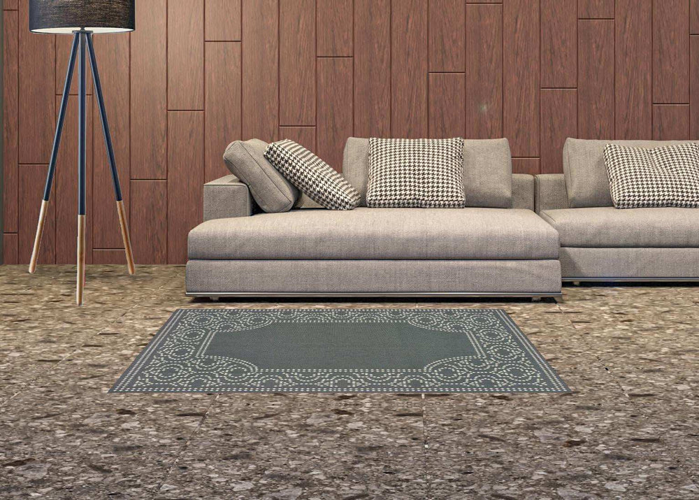2' X 4' Gray and Ivory Stain Resistant Indoor Outdoor Area Rug - Homeroots - Flyclothing LLC