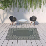 7' X 10' Gray and Ivory Stain Resistant Indoor Outdoor Area Rug - Homeroots - Flyclothing LLC