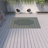 9' X 13' Gray and Ivory Stain Resistant Indoor Outdoor Area Rug - Homeroots - Flyclothing LLC