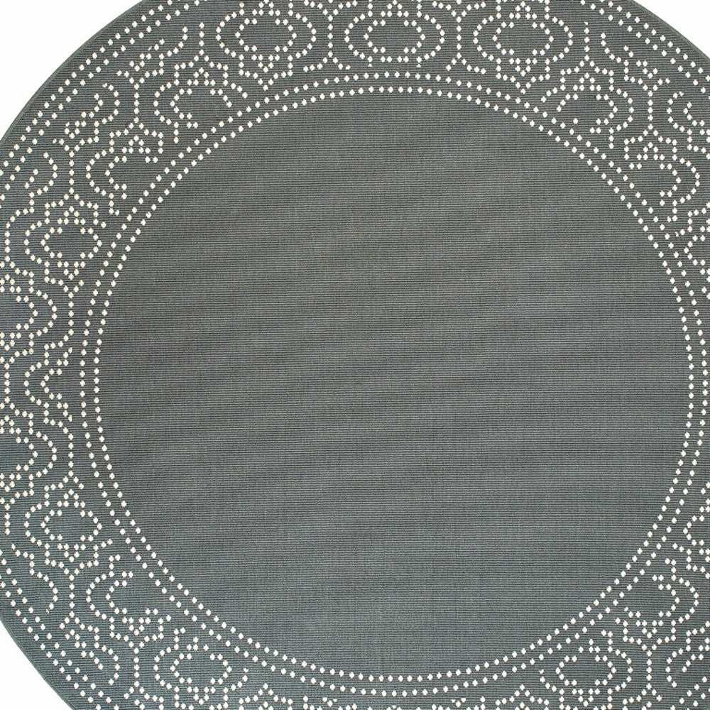 8' X 8' Gray and Ivory Round Stain Resistant Indoor Outdoor Area Rug - Homeroots - Flyclothing LLC