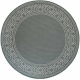 8' X 8' Gray and Ivory Round Stain Resistant Indoor Outdoor Area Rug - Homeroots - Flyclothing LLC