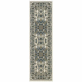 2' X 8' Ivory and Blue Oriental Stain Resistant Indoor Outdoor Area Rug - Homeroots - Flyclothing LLC