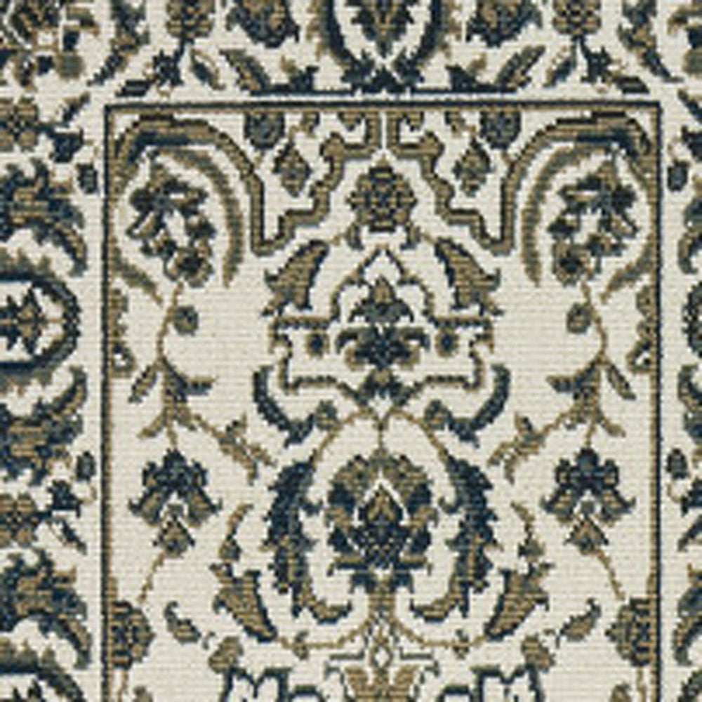 2' X 8' Ivory and Blue Oriental Stain Resistant Indoor Outdoor Area Rug - Homeroots - Flyclothing LLC