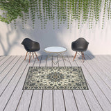 5' X 8' Ivory and Blue Oriental Stain Resistant Indoor Outdoor Area Rug - Homeroots - Flyclothing LLC