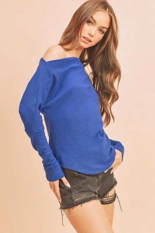 Aemi + Co One Shoulder Long Sleeve Knit Top - Trendsi - Flyclothing LLC