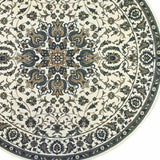 8' X 8' Ivory and Blue Round Oriental Stain Resistant Indoor Outdoor Area Rug - Homeroots - Flyclothing LLC