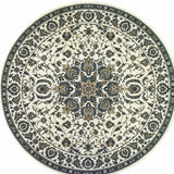 8' X 8' Ivory and Blue Round Oriental Stain Resistant Indoor Outdoor Area Rug - Homeroots - Flyclothing LLC