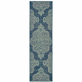 2' X 8' Blue Oriental Stain Resistant Indoor Outdoor Area Rug - Homeroots - Flyclothing LLC