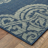 2' X 4' Blue Oriental Stain Resistant Indoor Outdoor Area Rug - Homeroots - Flyclothing LLC
