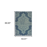 4' X 6' Blue Oriental Stain Resistant Indoor Outdoor Area Rug - Homeroots - Flyclothing LLC
