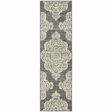 2' X 8' Gray and Ivory Oriental Stain Resistant Indoor Outdoor Area Rug - Homeroots - Flyclothing LLC