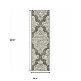 2' X 8' Gray and Ivory Oriental Stain Resistant Indoor Outdoor Area Rug - Homeroots - Flyclothing LLC
