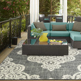2' X 4' Gray and Ivory Oriental Stain Resistant Indoor Outdoor Area Rug - Homeroots - Flyclothing LLC
