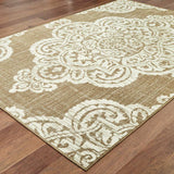 7' X 10' Tan Oriental Stain Resistant Indoor Outdoor Area Rug - Homeroots - Flyclothing LLC