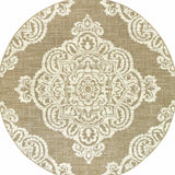 8' X 8' Tan Round Oriental Stain Resistant Indoor Outdoor Area Rug - Homeroots - Flyclothing LLC