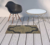 2' X 4' Black and Tan Oriental Stain Resistant Indoor Outdoor Area Rug - Homeroots - Flyclothing LLC