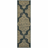 2' X 8' Black and Tan Oriental Stain Resistant Indoor Outdoor Area Rug - Homeroots - Flyclothing LLC