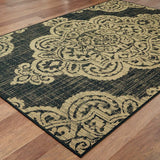 2' X 4' Black and Tan Oriental Stain Resistant Indoor Outdoor Area Rug - Homeroots - Flyclothing LLC