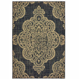 5' X 8' Black and Tan Oriental Stain Resistant Indoor Outdoor Area Rug - Homeroots - Flyclothing LLC