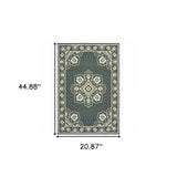 2' X 4' Gray and Ivory Oriental Stain Resistant Indoor Outdoor Area Rug - Homeroots - Flyclothing LLC