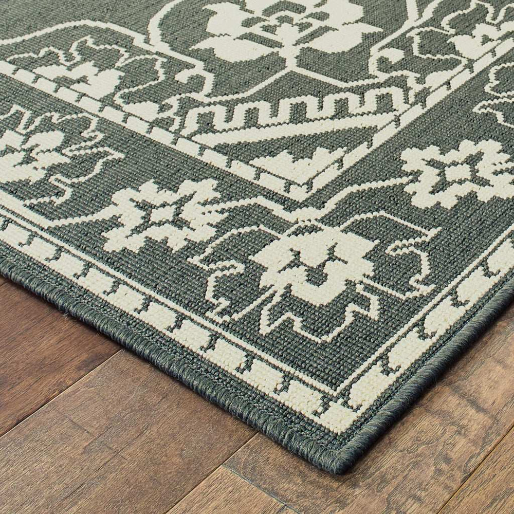 2' X 8' Gray and Ivory Oriental Stain Resistant Indoor Outdoor Area Rug - Homeroots - Flyclothing LLC