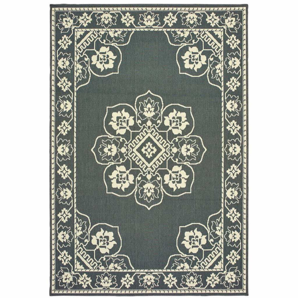5' X 8' Gray and Ivory Oriental Stain Resistant Indoor Outdoor Area Rug - Homeroots - Flyclothing LLC