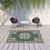 7' X 10' Gray and Ivory Oriental Stain Resistant Indoor Outdoor Area Rug - Homeroots - Flyclothing LLC