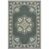 8' X 11' Gray and Ivory Oriental Stain Resistant Indoor Outdoor Area Rug - Homeroots - Flyclothing LLC