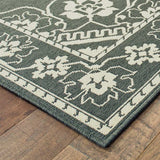 9' X 13' Gray and Ivory Oriental Stain Resistant Indoor Outdoor Area Rug - Homeroots - Flyclothing LLC