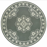 8' X 8' Gray and Ivory Round Oriental Stain Resistant Indoor Outdoor Area Rug - Homeroots - Flyclothing LLC