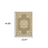2' X 4' Tan Oriental Stain Resistant Indoor Outdoor Area Rug - Homeroots - Flyclothing LLC