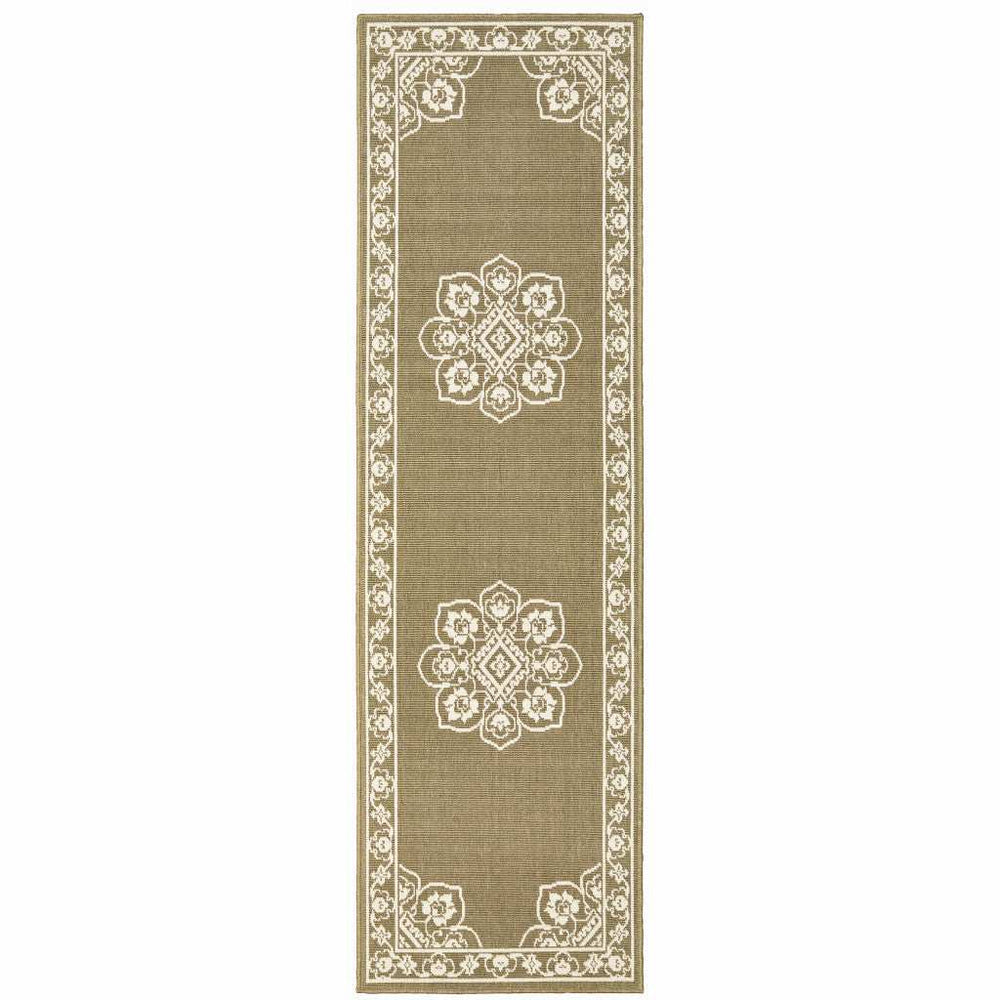 2' X 8' Tan Oriental Stain Resistant Indoor Outdoor Area Rug - Homeroots - Flyclothing LLC